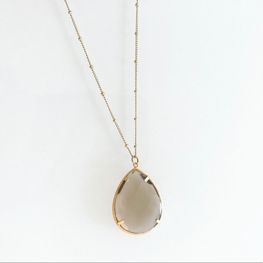 Gold smoky stone necklace